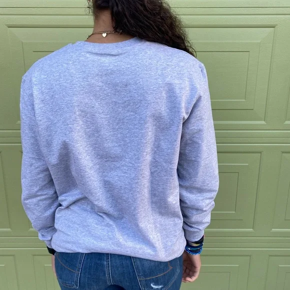 Shein Long Sleeve Women’s Graphic Crewneck Fleece Sweatshirt Gray Size L - Picture 2 of 3